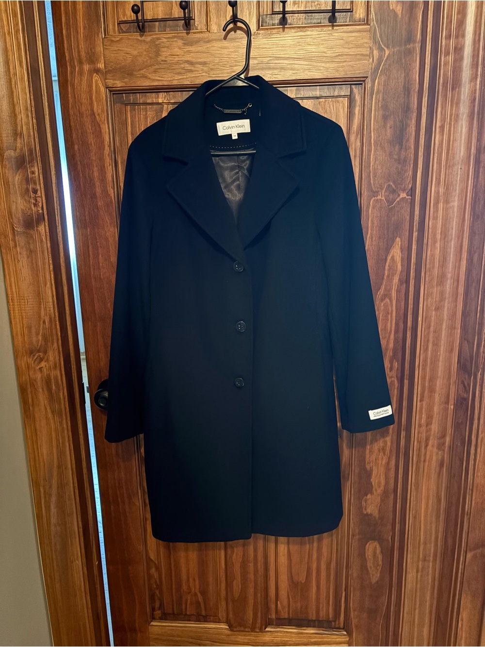 Calvin Klein Black Single-Breasted Wool Pea Coat